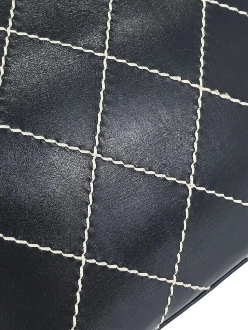 Chanel Black Calfskin Wild Stitch Tote Handbag